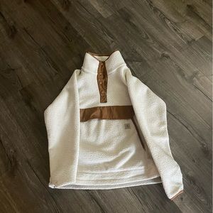 Cream and brown Carhartt fleece pullover
